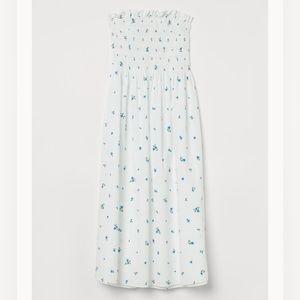 H&M Smocked bodice midi dress with blue floral print